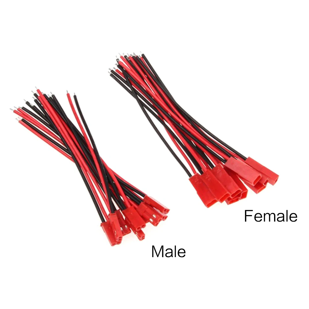 

10Pairs 100mm 2 Pin JST Male Female Plug Cable 22 AWG Wire For RC Battery Helicopter DIY LED Lights Decoration