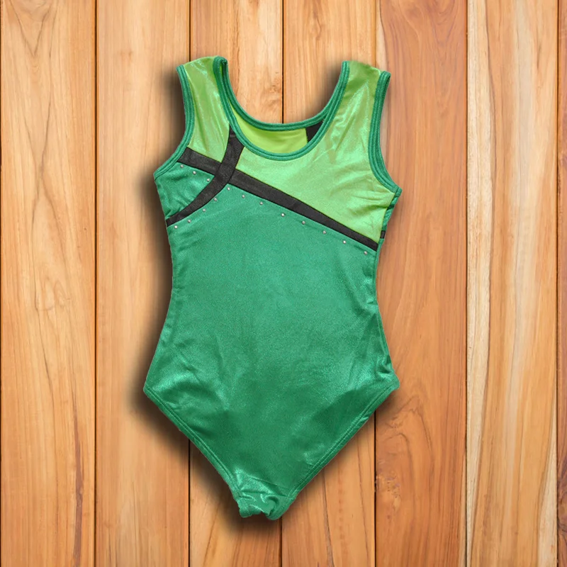 Black Friday Hot Sale High Quality Spandex Green Kids Girls Children Gymnastics Leotards