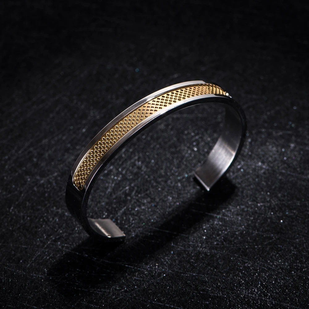 Luxury stainless steel bracelet men\'s Cuff bangles for Men Gold Color Bangle Love charms Jewelry 2021 stainless steel bangle