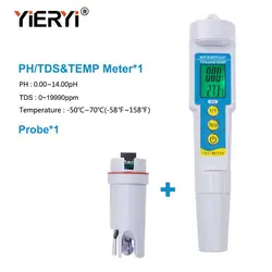 Yieryi PH-986 3 in 1 Water Tester Multi-parameter PH Monitor TDS PH Meter Aquarium Acidometer Drink Water Quality Analyser