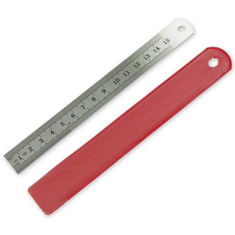 Steel Ruler Sewing Tool Accessory 15/20/30/40cm Stainless Steel Metal Ruler Metric Rule Precision Double Sided Measuring Tool F