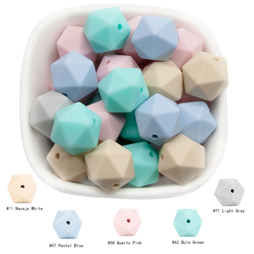 10PCS Silicone Beads Polygon 17mm 10pcs BPA Free sensory  Baby products Chewable Teething Pacifier Baby toy