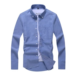 Cotton Oxford Long Sleeve Shirt Men's Long Sleeve Professional Casual Pocket Formal Shirt Men's Large Size(oversized plus size)