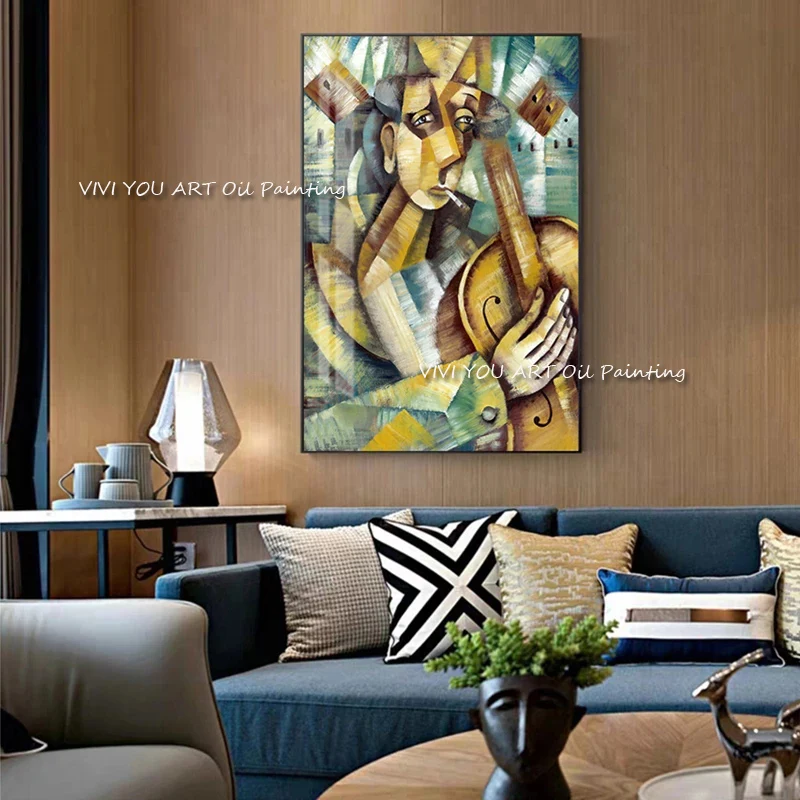 

Modern 100% handmade abstract painting geometric figure Abstract characters on oil canvas for corridor Decorate