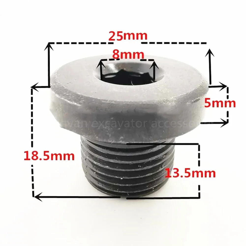 Excavator Parts For Komatsu PC56-7 PC30 40 55 Walking Motor Plug Line Reducer Oil Drain Screw Hexagonal Oil Plug