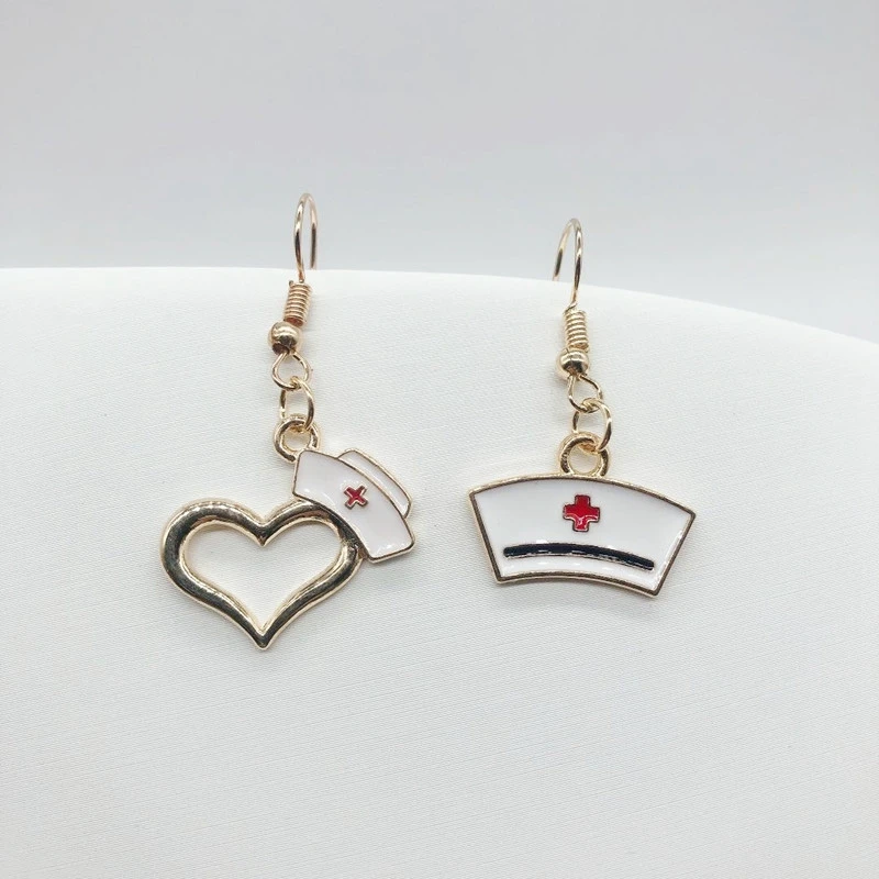 2020 New Rose Gold Drops Oil Nurse Cap Syringe Stethoscope Gold Earrings Nurse Earrings Doctor Medical Student Memorial Earrings