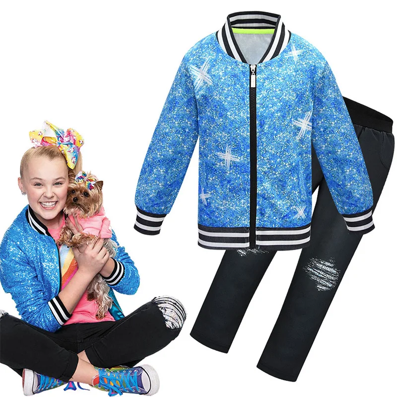 New Baby Girls Spring Autumn girls JOJO Siwa clothes sets Zipper Coat Pant for toddler clothing Suit children Sport cotton wear