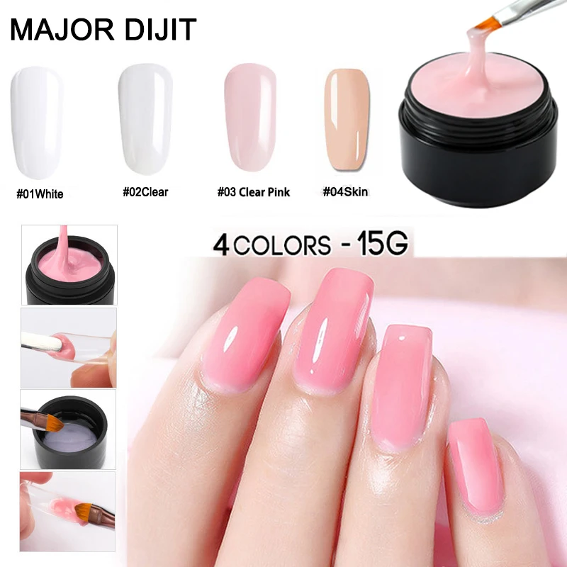 15 G/doos Wit Clear Skin Kleur Fibre Glas Hard Jelly Quick Building Nail Verlengen Gom Poly Nail Gel Nail Art