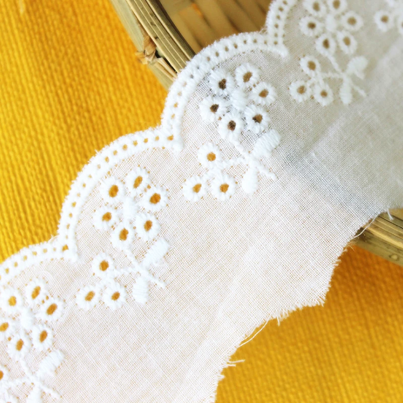 Cotton Embroidery Lace Trim, Patchwork Needlework, Sewing Accessories, Clothes Decoration, Garment Material 591, 4cm, 28Yards