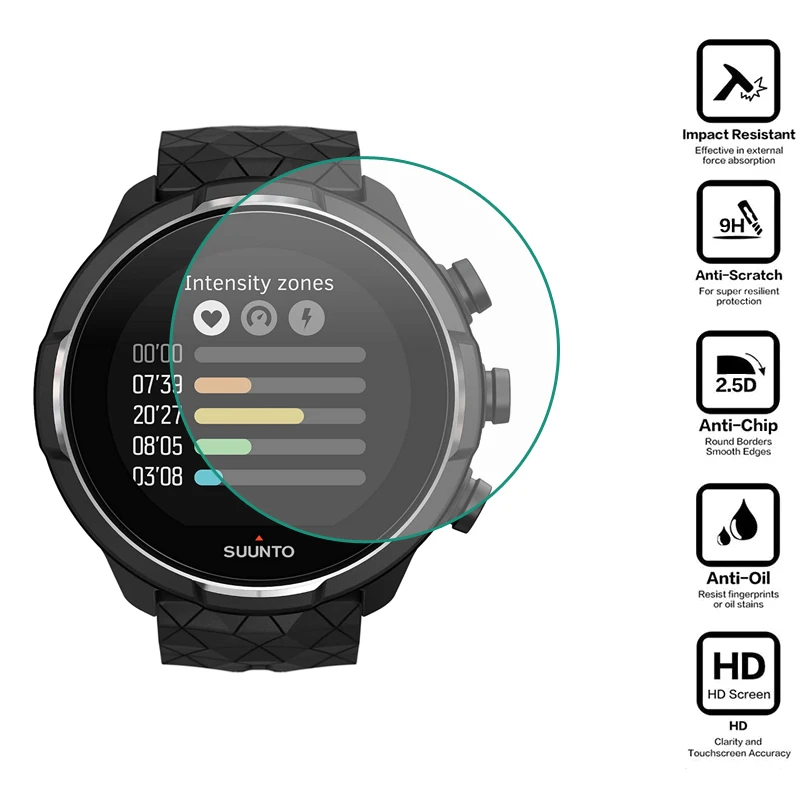 กระจกนิรภัยป้องกันฟิล์มสำหรับ Suunto 9 Baro Suunto9 Peak นาฬิกา Smartwatch จอแสดงผลป้องกันหน้าจอ