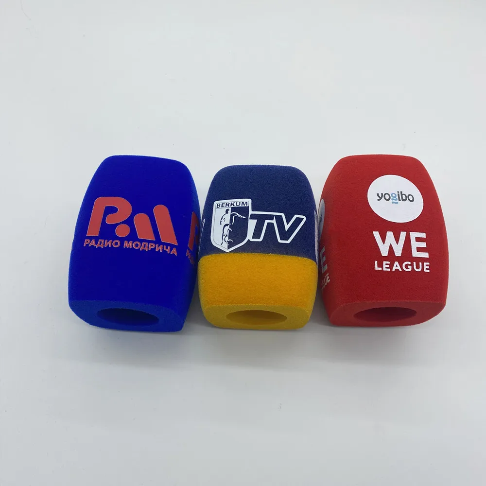 يتدفقون مربع رغوة محطات التلفزيون المراسلين مقابلة الزجاج الأمامي هيئة التصنيع العسكري الإسفنج غطاء الزجاج الأمامي لميكروفونات المقابلة المحمولة