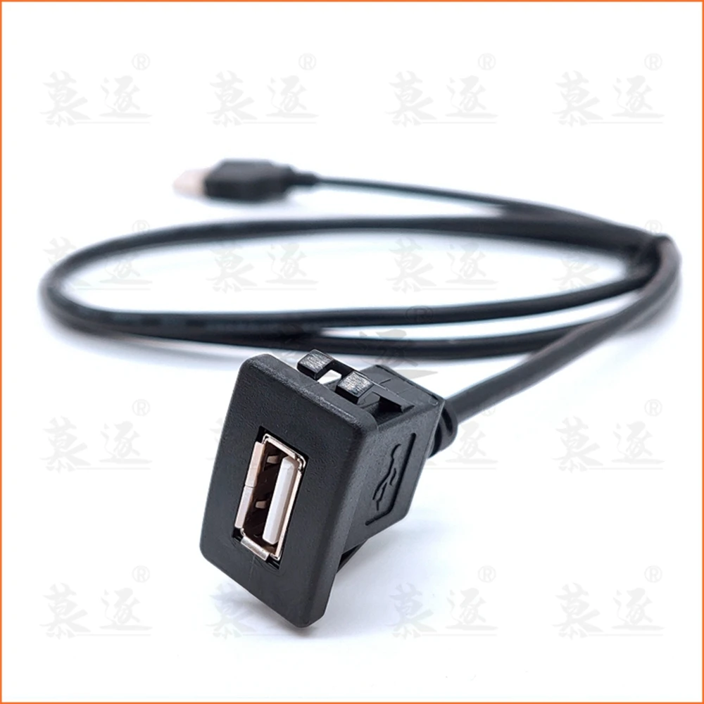 USB Male to Female AUX Flush Panel Mount Extension Cable for Car Truck Boat Motorcycle Dashboard (Square Head)