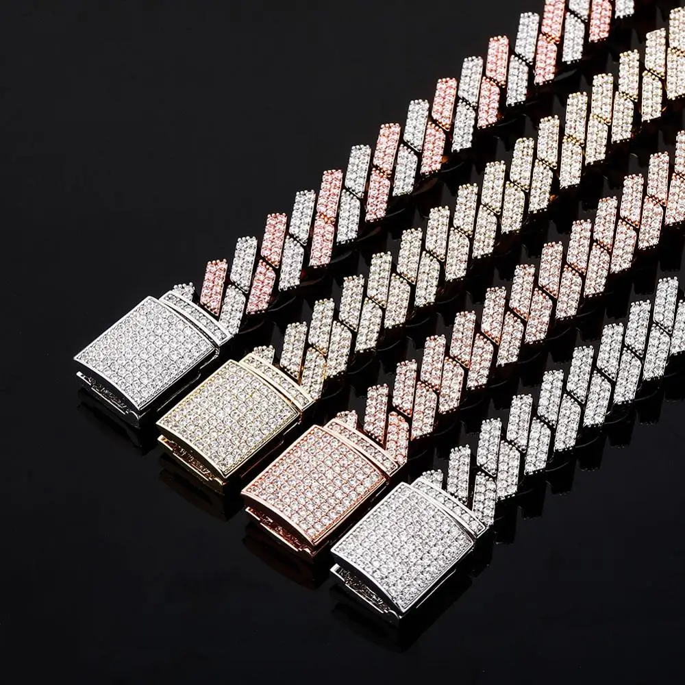 TOPGRILLZ Mens Necklace 12mm Luxury Fashion Miami Cuban Chain Iced Out Micro Pave AAA Cubic Zirconia Hip Hop Jewelry For Gift