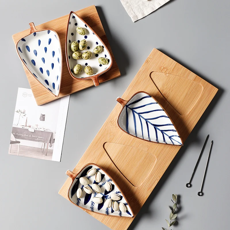 Creative Leaf Shape Seasoning Bowl Ceramic Multipurpose Small Plates Appetizers Snack Dish Sauce Kitchen Dishes Sushi Cake Tray image 3