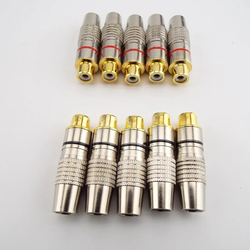 2/10 stücke Gold überzog RCA Weiblichen Jack Stecker Solder Audio Video Adapter Stecker cinch-buchse Konverter für Koaxialkabel