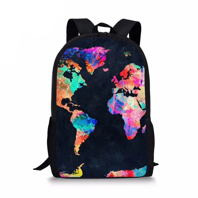 Students School Bags Vintage World Map Pattern Schoolbag Bagpack for Teenagers Geography Lover Casual Book Rucksack