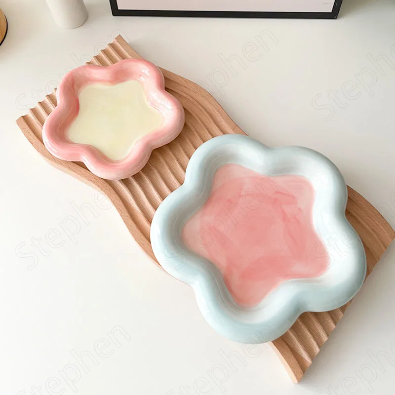 Creativity Painted Star Ceramic Plate Nordic Modern Cake Dessert Plates Fruit Snack Dishes Jewelry Cosmetic Storage Display Tray