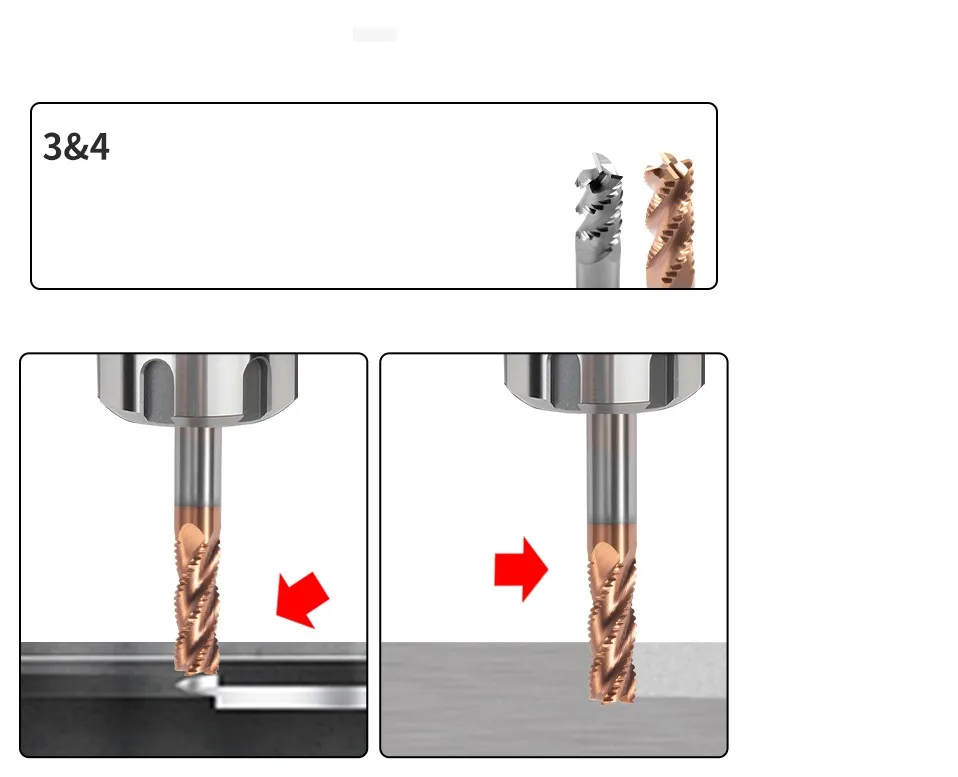 1 Stück / 5 Stück / 10 Stück 3-Schneiden-Wolframstahl-Hartmetall-Nanobeschichtung Wellenform-Schaftfräser für die Grobfräsbearbeitung CNC-Bearbeitung Endfräser – Detail 5
