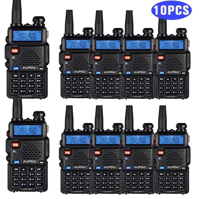 10PCS/Set Real 8W Baofeng UV 5R Walkie Talkie UV5R Dual Band FM Transceiver UV-5R Amateur Hunting Ham Radio Transmitter Intercom