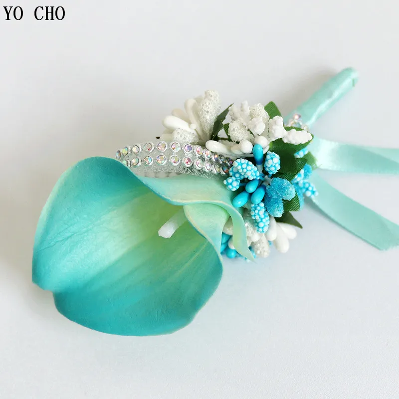 YO CHO Boutonniere Pin kwiaty kantedeskia ślub Corsages i Boutonnieres pana młodego kwiat ślub dziurki akcesoria ślubne