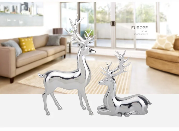 European-style resin plating deers statue standing and lying deer handicraft sculpture office desktop Home decoration a1915