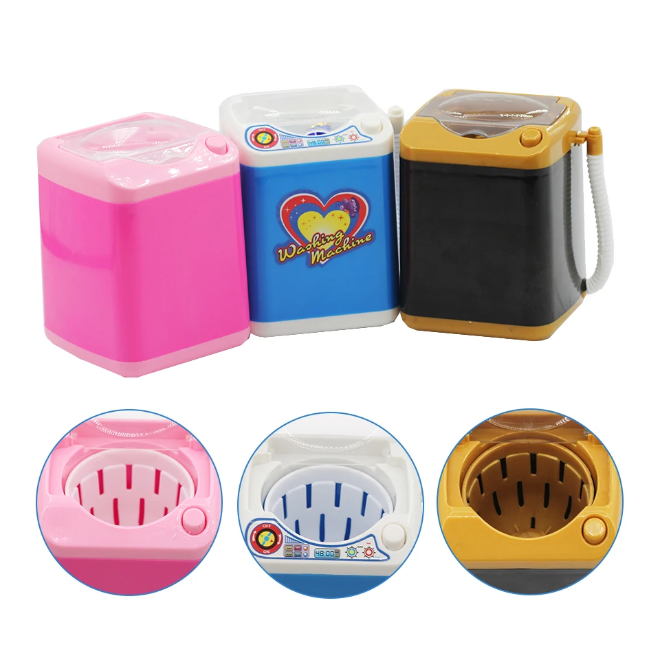 Mini Makeup Brush Cleaning Electric Washing Machine Toys Cleaner Play House Toys Mink Lash Kids Toy Cloth Washing Machine Makeu