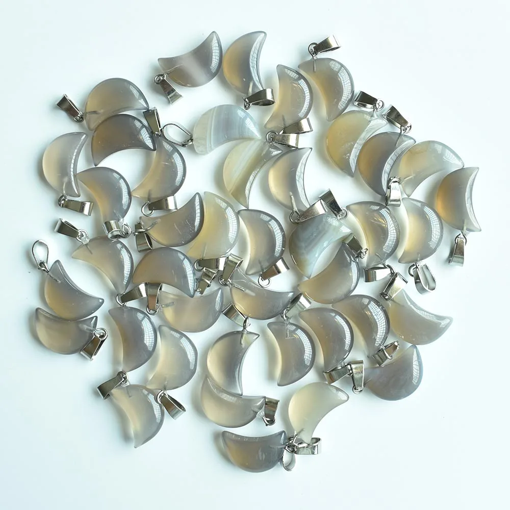 Hochwertige, sortierte Anhänger in Halbmondform aus Naturstein für die Herstellung von DIY-Schmuck. Großhandel 50 Stück/Los kostenlos. – Detail 20