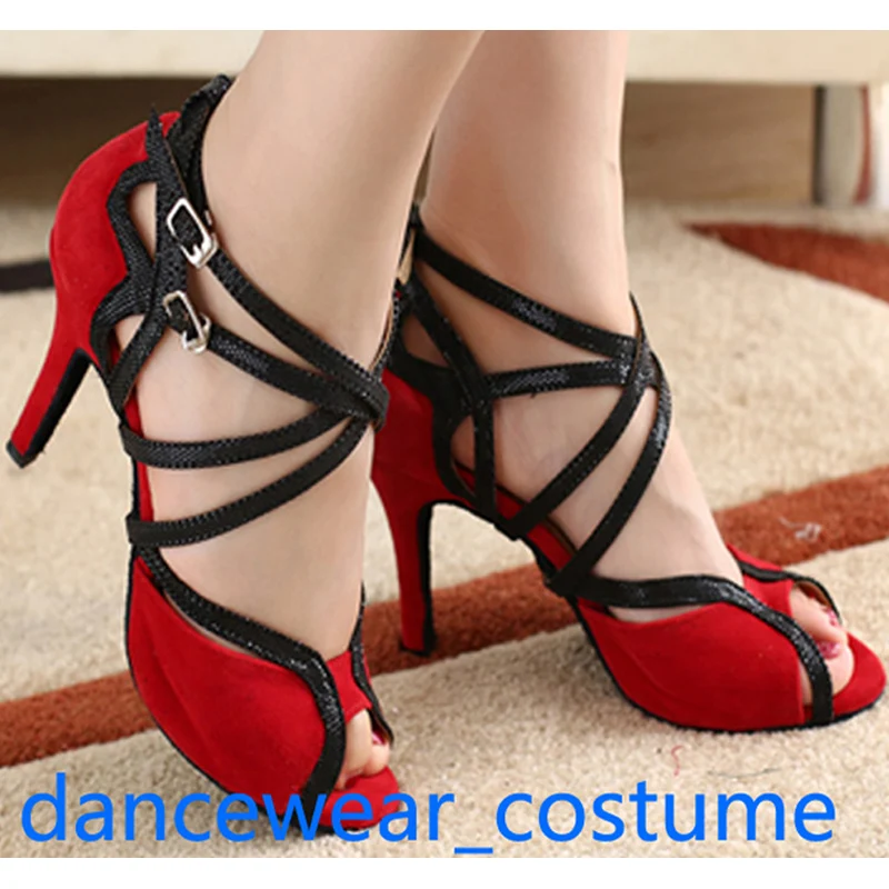 

New Women High Quality Party Ballroom Latin Tango Jazz Modern Rumba Samba Salsa High Heels Sandals Dance Shoes US5-9 Red