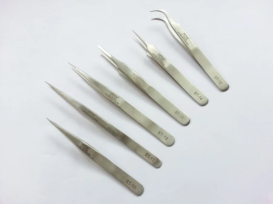 6pcs ESD10-15 Stainless Steel esd tweezer Kit , 6 Types jewelry and watch Makers Repair tools Netus Tweezers Set