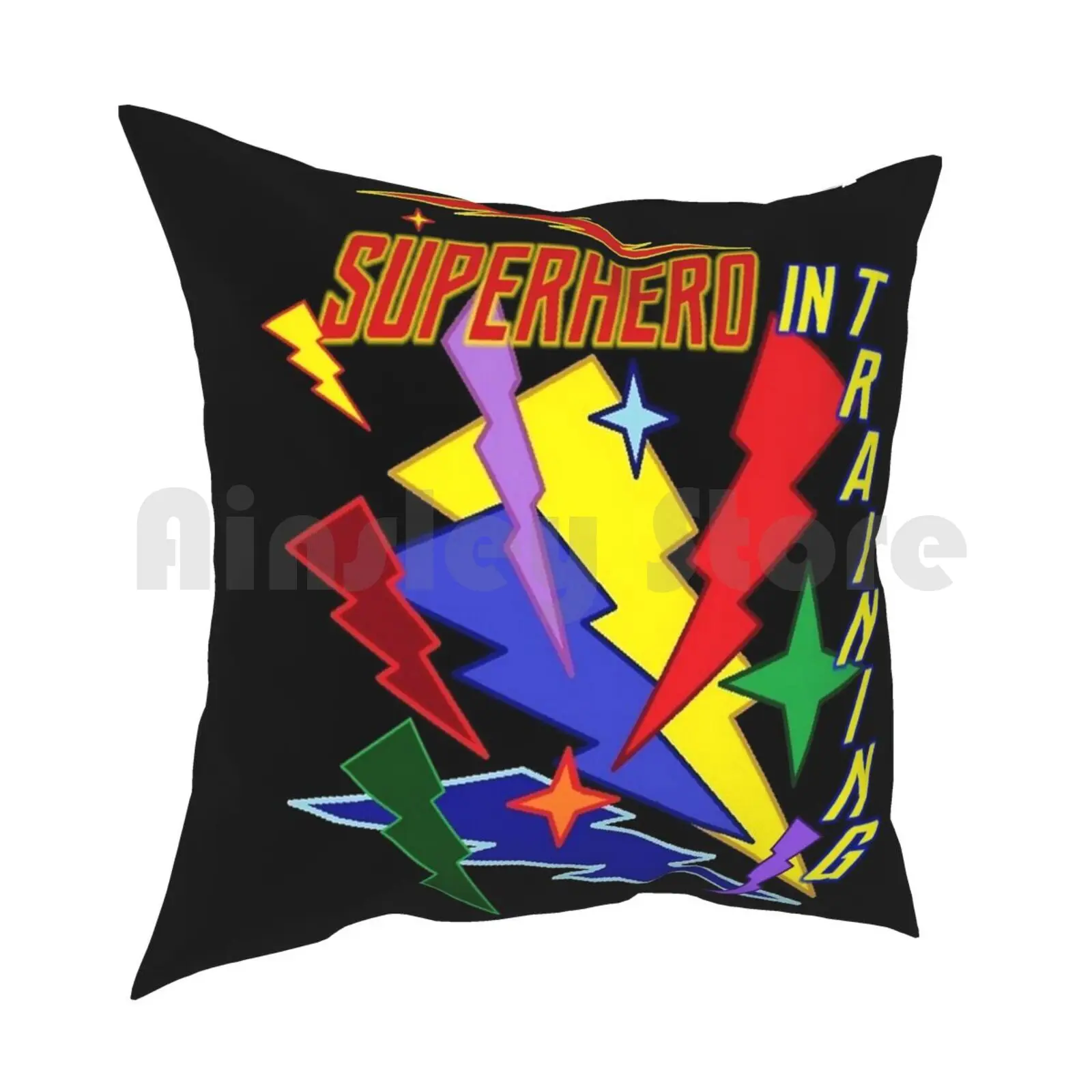 Superhero In Training Pillow Case Printed Home Soft DIY Pillow cover Comic Superhero Lighting Bolts Lightning Bolt Colorful