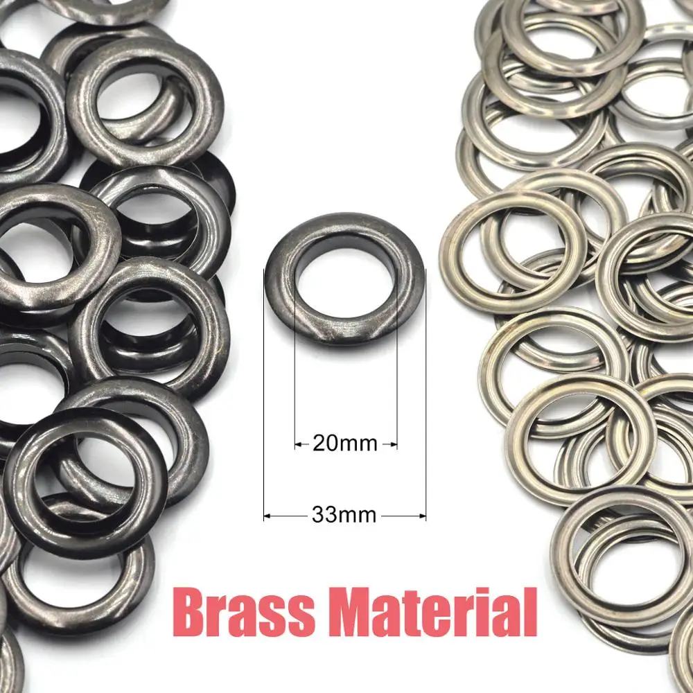 KALASO 10sets 20mm Pure Brass Material Big Size Black Grommet Eyelet With Washer Fit Leather DIY Craft Shoes Belt Cap