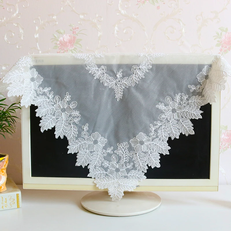 

European Lace Fabric Water Soluble Embroidery Square 57cm Tablecloth Balcony Round Table Mat Multipurpose Dust Cover Cloth