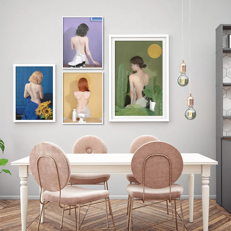 

Sexy Nude Posters Canvas Prints Woman Pictures Decorative Painting Wall Art For Living Room Posters Colorful Girl Cuadros