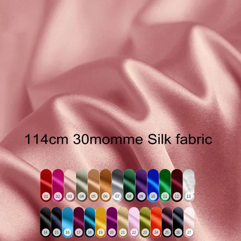 Halo silk 100% Mulberry Silk Fabric 30 Momme Satin Silk  Plain Dyed  For DIY Dress Clothing Bedding Wedding