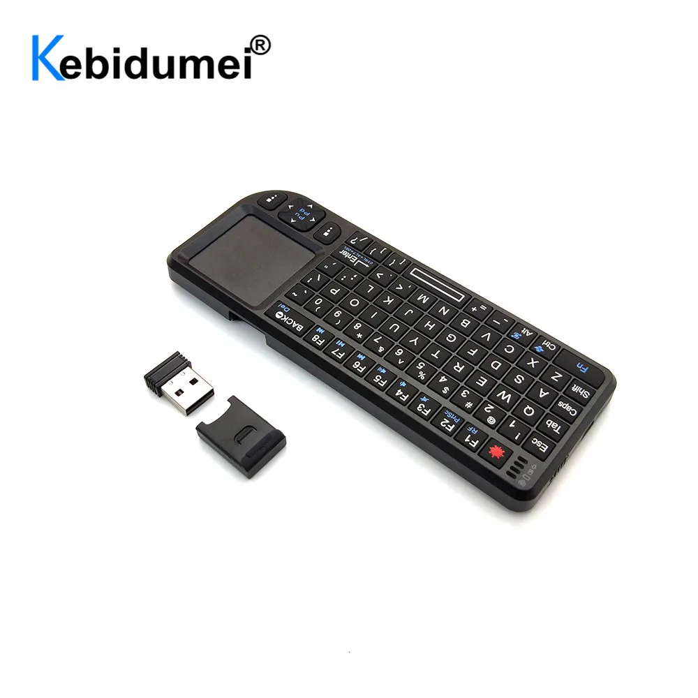 미니 핸드 홀드 2.4G RF 무선 키보드, 스페인어, 러시아어, 영어, 키보드, 백라이트, 터치 패드 마우스, PC 노트북, 스마트 Tv 박스용