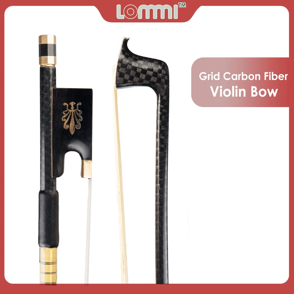 

LOMMI 4/4 Violin Bow Carbon Fiber Violin Bows Ebony Frog Professional Natural Bow Hair White Hair Good Performance