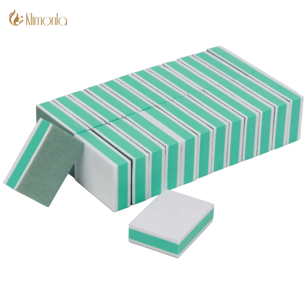 20Pcs/Lot Professional Mini Nail Sponge Nail Buffer 400/3000 Grit White Green Sanding Block Buffing Double Sided Manicure Tools