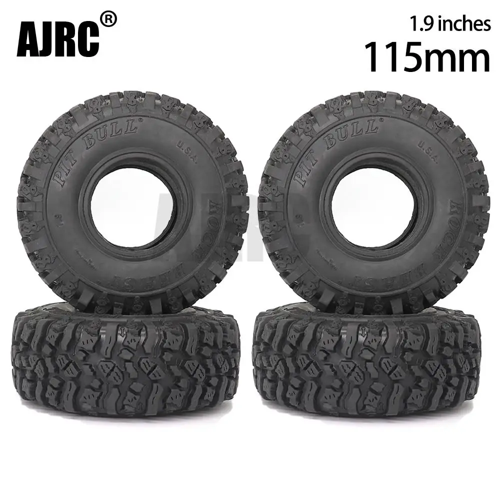 1/4PCS 115MM Rubber Mud Grappler Tires for 1:10 RC Crawler Axial SCX10 SCX10 II 90046 90047 TRX-4 Defender G500 TRX-6 G63