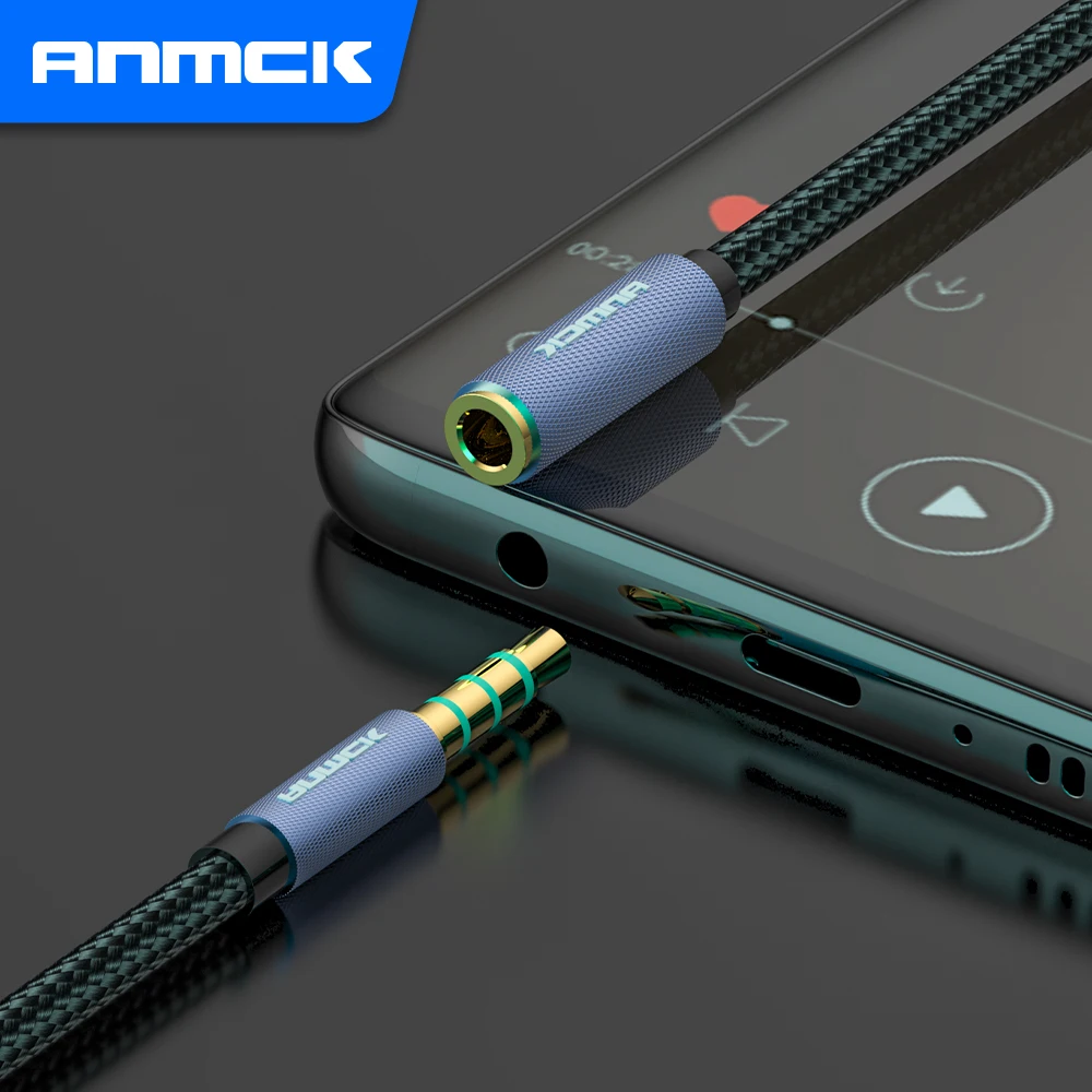 Anmck przewód AUX rozszerzenie Audio przewód Jack 3.5mm kabel męski na żeński do laptopów pulpit samochodowy głośnik kabel głośnikowy 1m 3m 5 m