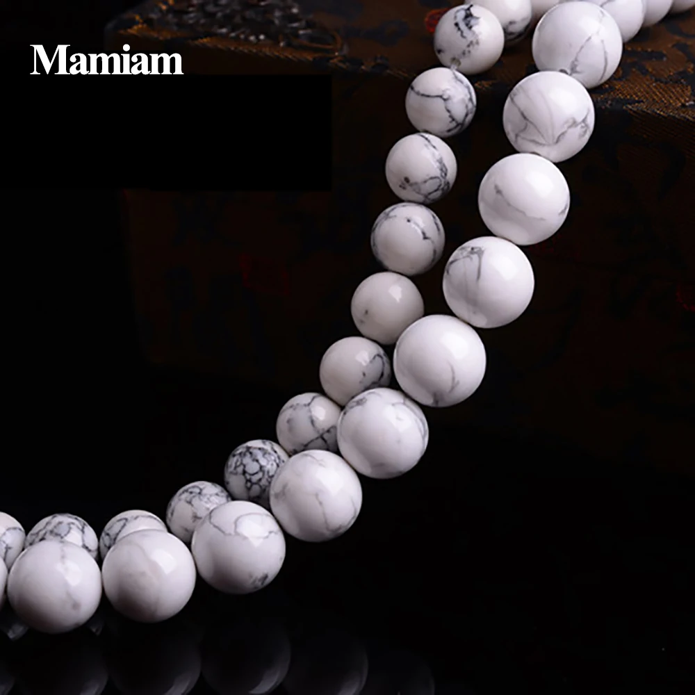 

Mamiam Natural 6-12mm Howlite Beads Smooth Round Loose Stone Diy Bracelet Necklace Jewelry Making Gemstone Gift Design