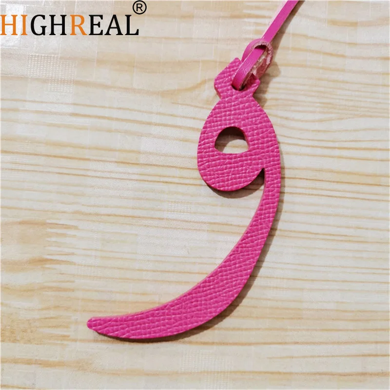 HIGHREAL Custom Made Luxury Genuine Leather Character Alphabet Arabic Letter W Keychain Women Bag Charm Backpack Pendant