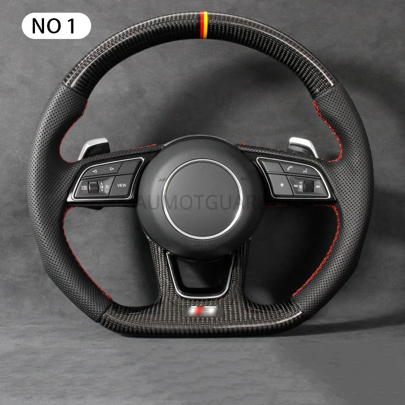 Perforated Leather Carbon Fiber Steering Wheel Fully Alcantara for Audi RS3 RS4 RS5 A3 A4 A5 S3 S4 S5 2017-2021