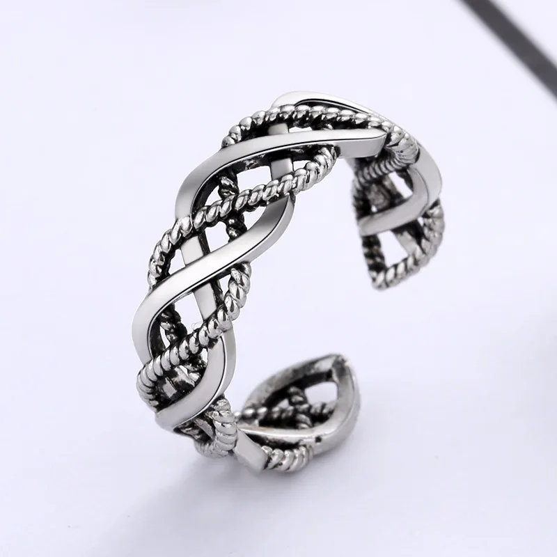 Creative Twisted Cross-Circular Open Rings For Men Women Vingtage Hollow Geometric Ring  Punk Hiphop Accessories Best Gifts