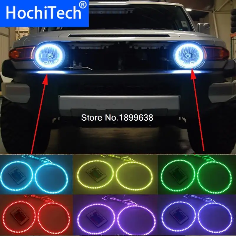 

2pcs Super bright 7 color RGB LED Angel Eyes Kit with a remote control car styling for toyota FJ Cruiser 7'' headlight
