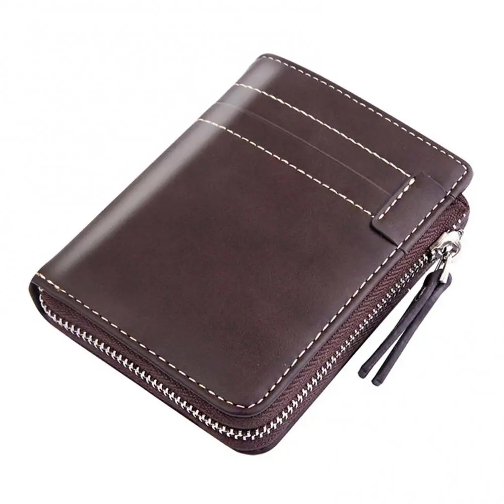 HOT SALES！！！New Arrival Casual Men Faux Leather Multi Slots Short Zipper Wallet Credit Card Purse Holder