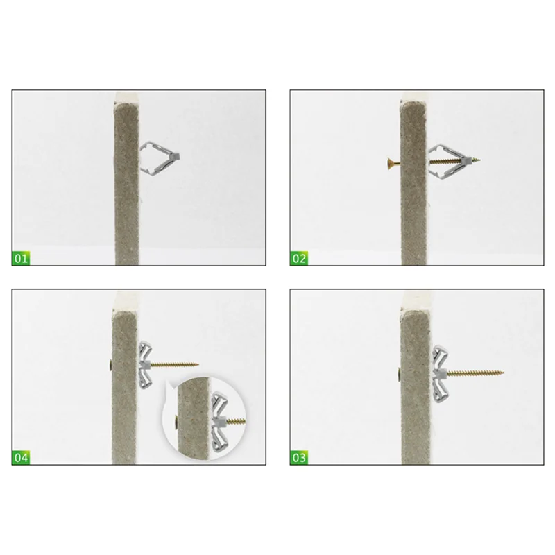 50ชุดขยาย Drywall Anchor เจาะด้วยตนเองสกรูยิปซั่ม Hollow Wall ขยายสกรูไนลอนพลาสติกยิปซั่มบอร์ด
