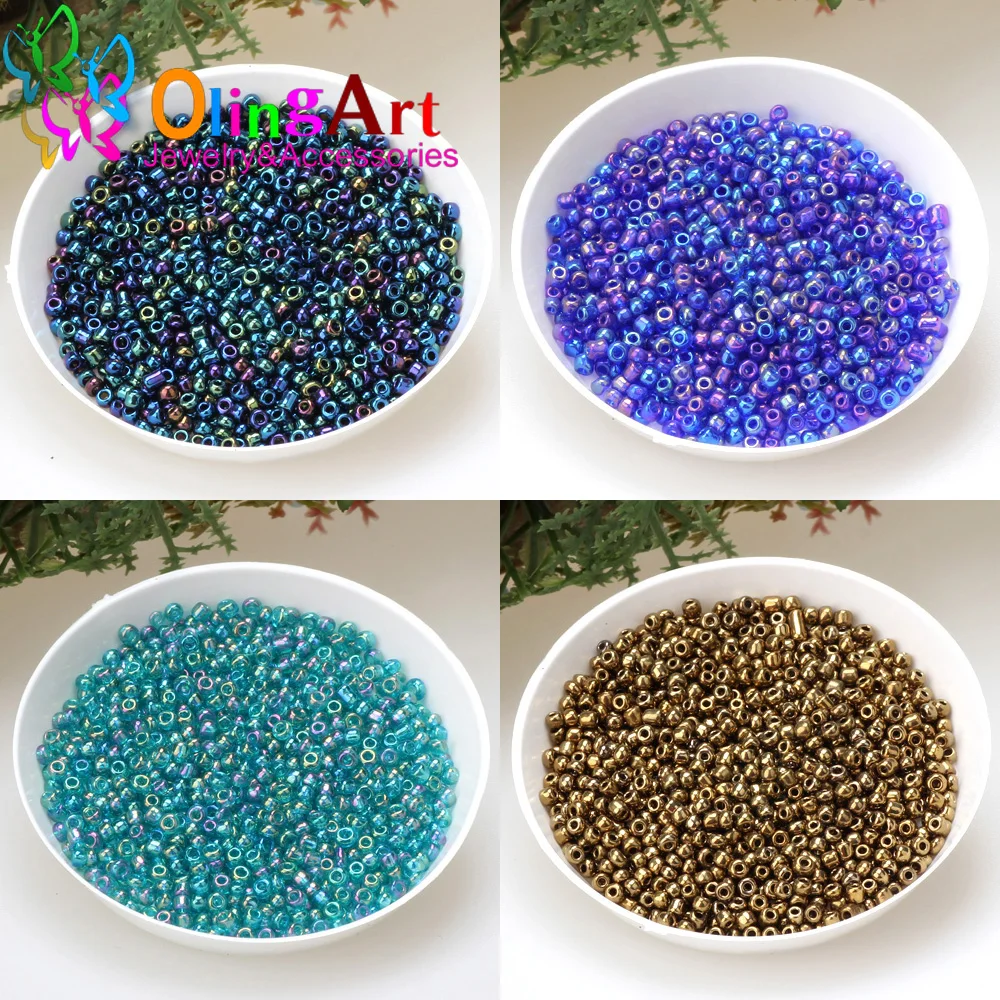 Olingart 1000 peças 2mm pingente multicolorido venda de contas de semente de vidro pulseira diy colar para fazer jóias acessórios artesanais