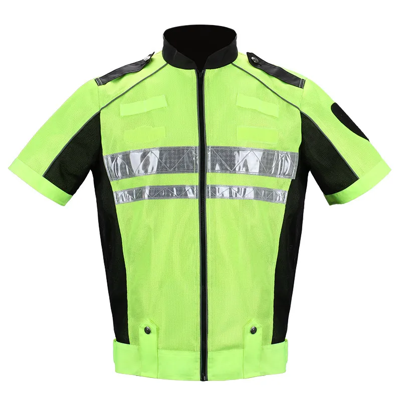 

Moto Gear Hi Vis Reflective Motorcycle Shirt Zipper Front Two Tone