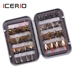 ICERIO Trout Fly Fishing Assorted Flies Kit 32pcs/box Nymph Dry Wet Flies Fishing Fly Lure Bait