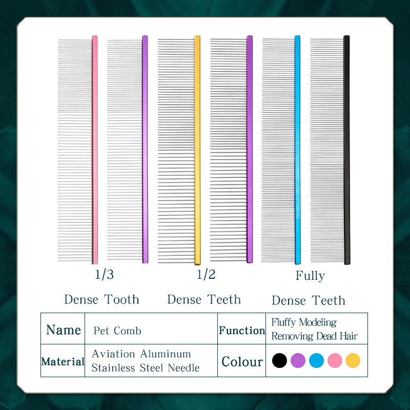 Imagem -03 - Pet Grooming Fileira Pente com Dentes Densos M19 Luz de Alumínio Pente Beleza Linha Reta Pente nó Aberto Puxar Pente para Cães Cor